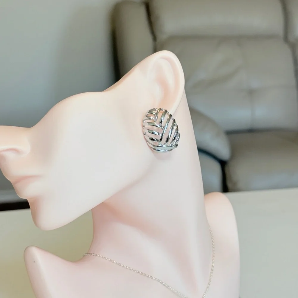 Silver Statement Stud Earrings